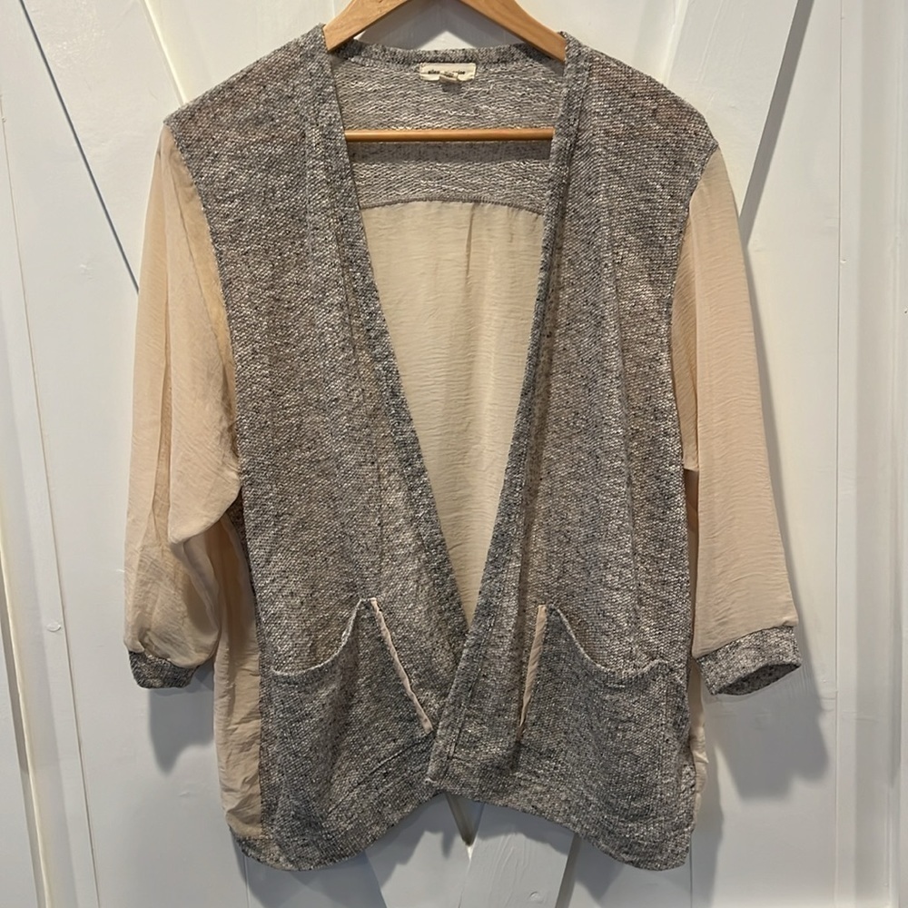 Silence + Noise Open Short Sleeved Cardigan Flax Size Medium